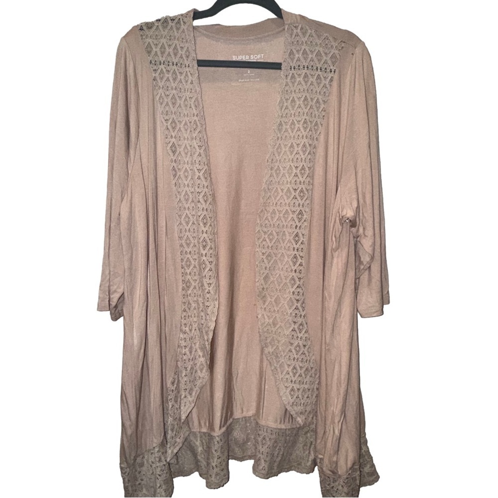 SUPER SOFT BY TORRID Open Drape Front 3/4 sleeve Knit Cardigan size 2 2X